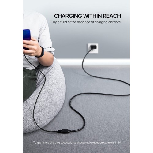 Подовжувач UGREEN US129 USB 3.0 Extension Male Cable 2m (Чёрный) (UGR-10373)