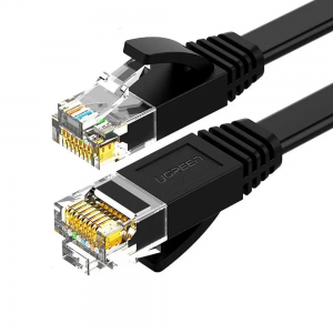 Мережевий кабель UGREEN Cat 6 U/UTP Lan Flat Cable 1м (Чорний)