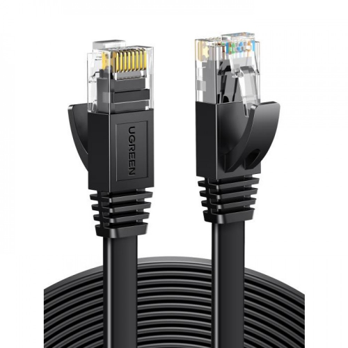 Мережевий кабель UGREEN Cat 6 U/UTP Lan Flat Cable 1м (Чорний)