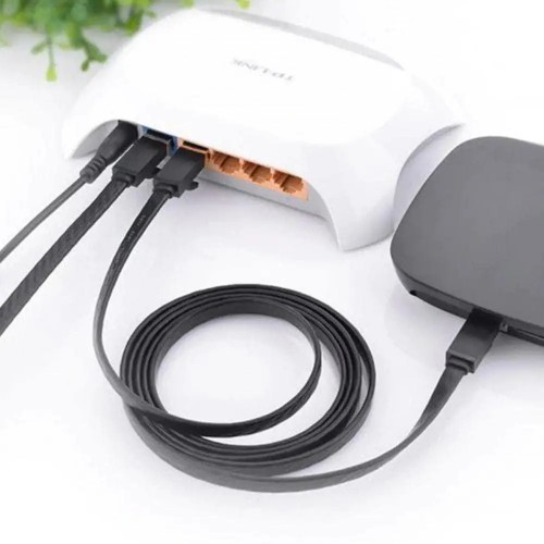 Мережевий кабель UGREEN Cat 6 U/UTP Lan Flat Cable 1м (Чорний)