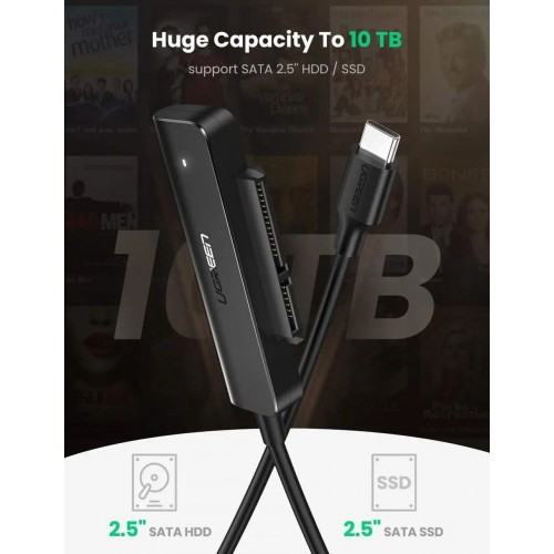 Адаптер UGREEN CM321 USB-C 3.0 на 2.5-дюймовый SATA конвертер 50 см (UGR-70610)