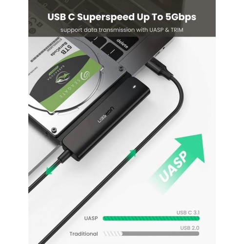 Адаптер UGREEN CM321 USB-C 3.0 на 2.5-дюймовый SATA конвертер 50 см (UGR-70610)