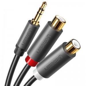 Аудиокабель UGREEN AV109 3.5mm Male to 2RCA Female Cable 25см (Серый)(UGR-10547)