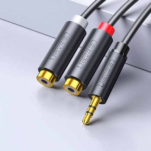 Аудиокабель UGREEN AV109 3.5mm Male to 2RCA Female Cable 25см (Серый)(UGR-10547)