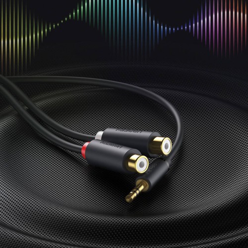 Аудиокабель UGREEN AV109 3.5mm Male to 2RCA Female Cable 25см (Серый)(UGR-10547)