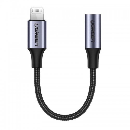 Перехідник UGREEN US211 Lightning M/F Round Cable Aluminum Shell with Braided 10cm (Black)(UGR-30756)