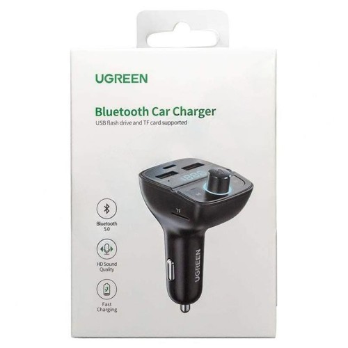 АЗП с FM-модулятором UGREEN CD229 FM&Bluetooth Передатчик&Автомобильное зарядное устройство + TF слот Черный