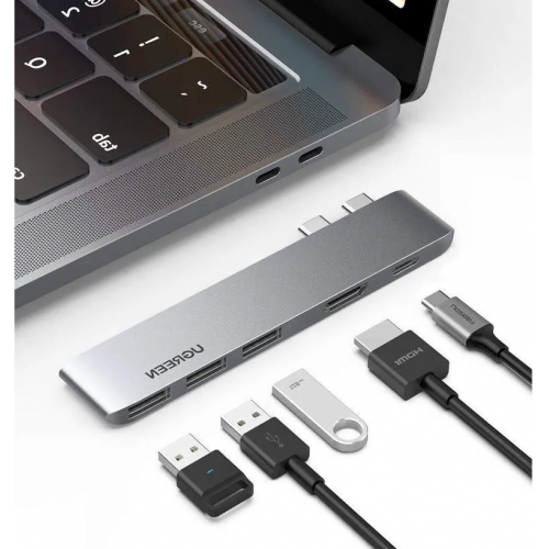 USB-Хаб UGREEN CM251 Двойной USB-C на HDMI+3*USB 3.0 A+Type C Женский Конвертер