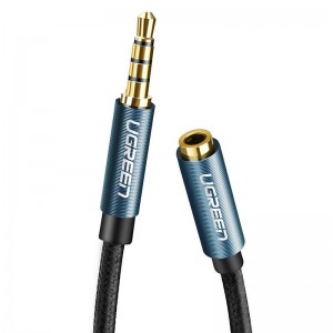 Аудиокабель UGREEN AV118 3.5mm Male to 3.5mm Female, нейлоновая оплетка, 2м Черный