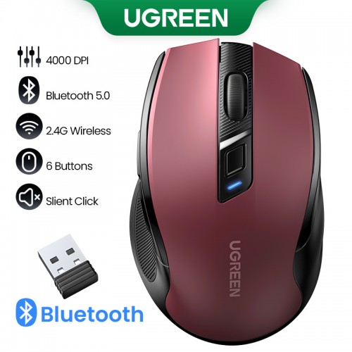 Манипулятор мышь беспроводная UGREEN MU006 Эргономичная беспроводная мышь Красная