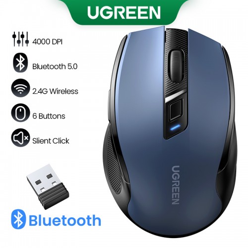 Манипулятор мышь беспроводная UGREEN MU006 Эргономичная беспроводная мышь синяя