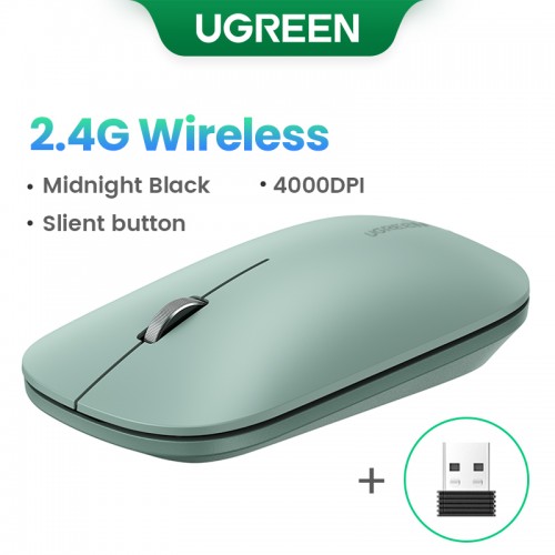 Манипулятор мышь беспроводная UGREEN MU001 Портативная беспроводная мышь Зеленая