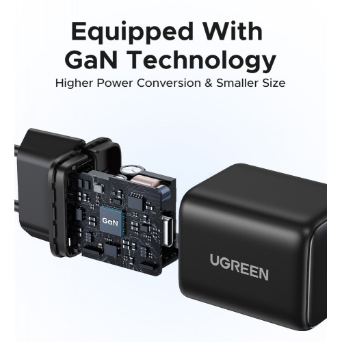Мережевий зарядний пристрій UGREEN X512 20W USB-C GaN Fast Charger EU Black