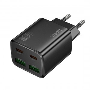 Мережевий зарядний пристрій HOCO N56 Fundador four-port PD30W(2C2A) charger(EU) Black