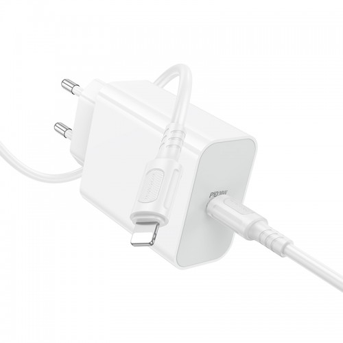 Мережевий зарядний пристрій BOROFONE BA107A Stellar single port PD30W charger set (C to iP) (EU) White
