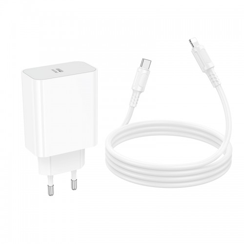 Мережевий зарядний пристрій BOROFONE BA107A Stellar single port PD30W charger set (C to iP) (EU) White