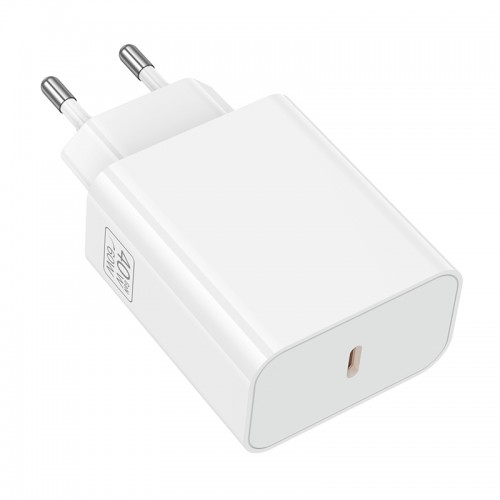 Мережевий зарядний пристрій BOROFONE BA109A Star single port PD40W charger (EU) White