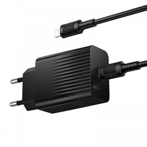 Мережевий зарядний пристрій з кабелем BOROFONE BAS73A Source single port PD20W charger set (C to iP) (EU) Black
