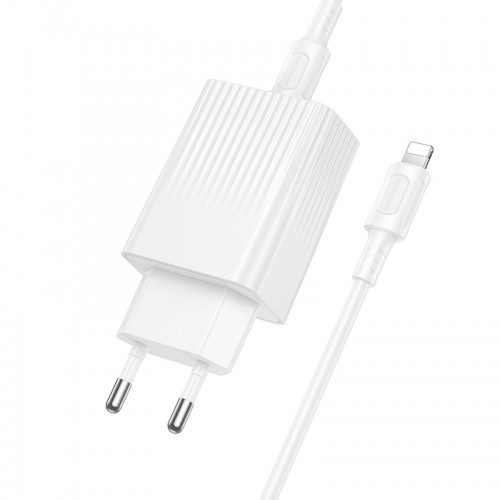 Мережевий зарядний пристрій з кабелем BOROFONE BAS73A Source single port PD20W charger set (C to iP) (EU) White
