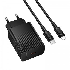 Мережевий зарядний пристрій з кабелем BOROFONE BAS75A Source single port PD30W charger set (C to iP) (EU) Black