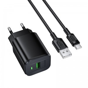 Мережевий зарядний пристрій з кабелем BOROFONE BAS82A Star single port QC3.0 charger set (Type-C) (EU) Black