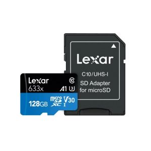 Карта памяти microSDXC (UHS-1 U3) Lexar High-Performance 633x 128Гб класс 10 V30 A1 (100Мб/с) Blue Series (адаптер SD)