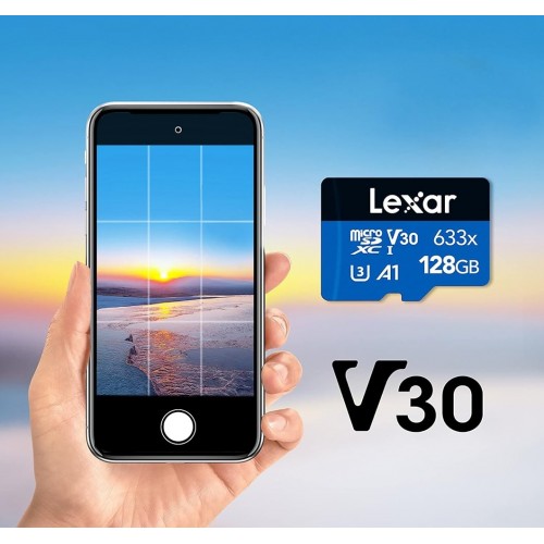 Карта памяти microSDXC (UHS-1 U3) Lexar High-Performance 633x 128Гб класс 10 V30 A1 (100Мб/с) Blue Series (адаптер SD)
