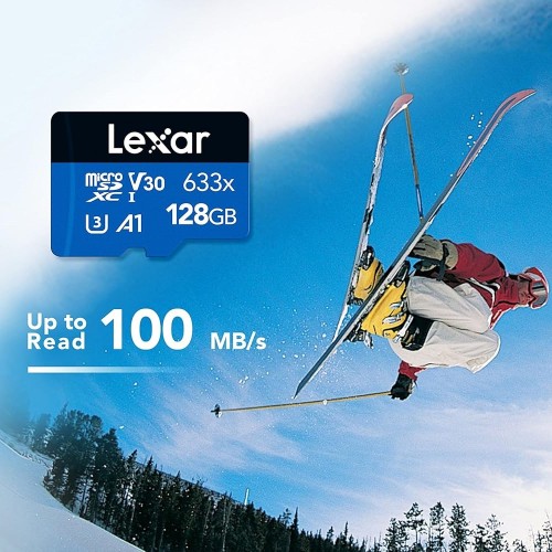 Карта памяти microSDXC (UHS-1 U3) Lexar High-Performance 633x 128Гб класс 10 V30 A1 (100Мб/с) Blue Series (адаптер SD)