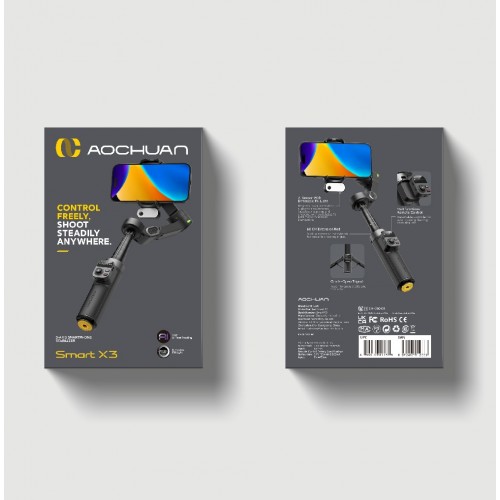 Триосевой стабилизатор AOCHUAN Professional Gimbal Stabilizer для смартфона SMART X3 AI Black