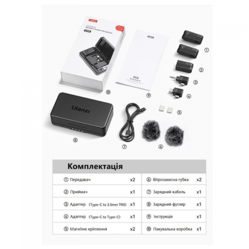 Бездротова мікрофонна система Ulanzi A100 dual-mic (3.5mm/Type-C) (A014A)