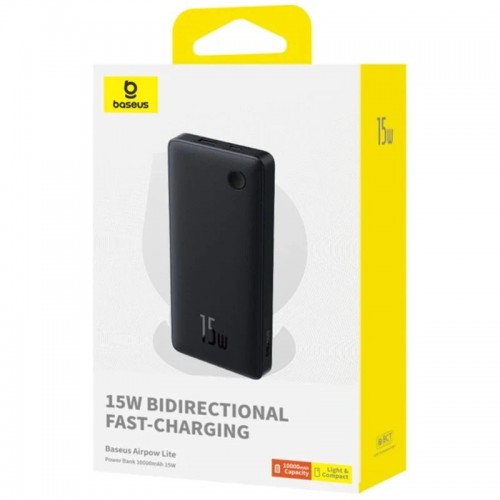 Внешний аккумулятор Baseus Airpow Lite Power Bank 10000mAh 15W Cosmic Black (С простым кабелем USB на Type-C 30 см черный)