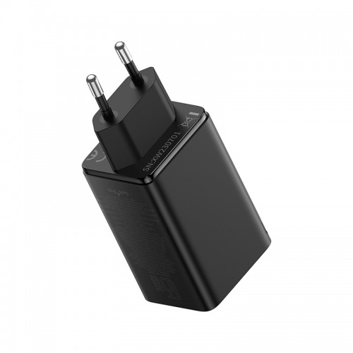 Мережевий зарядний пристрій з кабелем Baseus GaN6 Pro Fast Charger 2C+2U 65W EU Cluster Black (З Type-C на Type-C 100W(20V/5A) 1м Чорний)