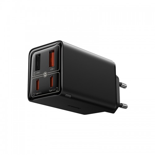 Мережевий зарядний пристрій з кабелем Baseus GaN6 Pro Fast Charger 2C+2U 65W EU Cluster Black (З Type-C на Type-C 100W(20V/5A) 1м Чорний)