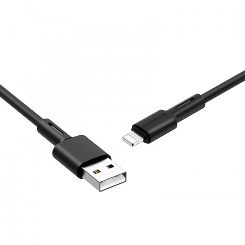 Кабель BOROFONE BX31 USB to iP 2.4A, 1м, силикон, TPE разъемы, черный