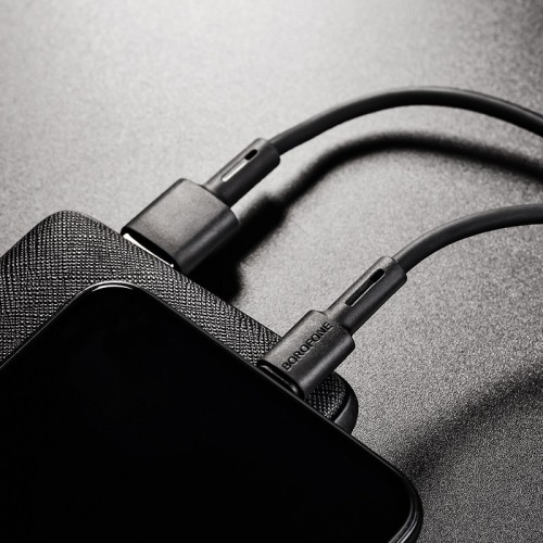 Кабель BOROFONE BX31 USB to iP 2.4A, 1м, силикон, TPE разъемы, черный