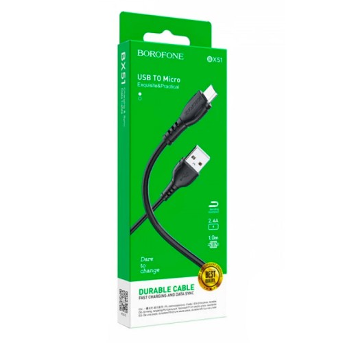 Кабель BOROFONE BX51 Triumph Micro-USB 1м 2.4A Черный