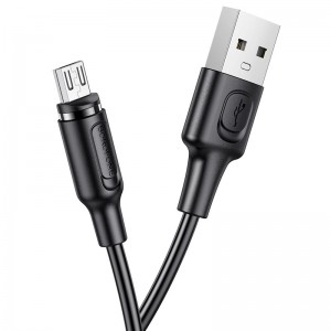 Кабель BOROFONE BX41 USB to Micro 2.4A, 1м, ПВХ, ПВХ разъемы, магнитный, Черный