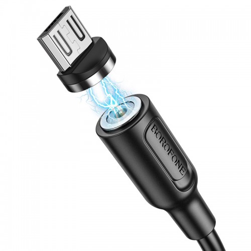 Кабель BOROFONE BX41 USB to Micro 2.4A, 1м, ПВХ, ПВХ разъемы, магнитный, Черный