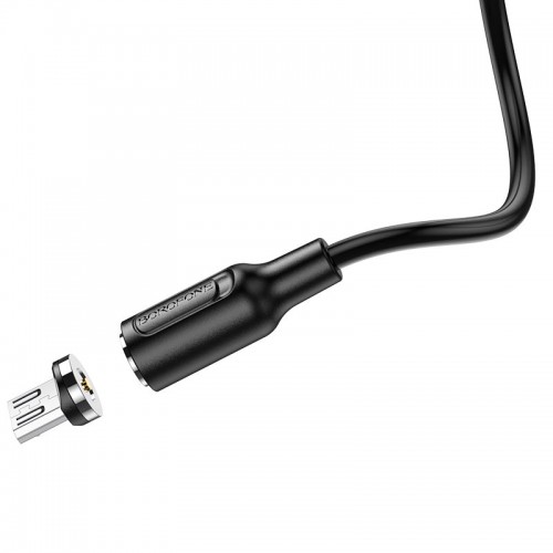 Кабель BOROFONE BX41 USB to Micro 2.4A, 1м, ПВХ, ПВХ разъемы, магнитный, Черный