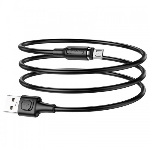Кабель BOROFONE BX41 USB to Micro 2.4A, 1м, ПВХ, ПВХ разъемы, магнитный, Черный