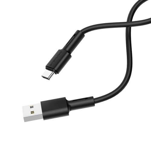 Кабель BOROFONE BX31 USB to Type-C 3A, 1m, silicone, TPE connectors, Black