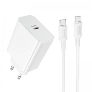 Мережевий зарядний пристрій BOROFONE BA107A Stellar single port PD30W charger set (C to C) (EU) White