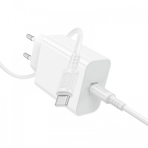 Мережевий зарядний пристрій BOROFONE BA107A Stellar single port PD30W charger set (C to C) (EU) White