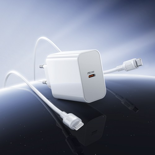 Мережевий зарядний пристрій BOROFONE BA107A Stellar single port PD30W charger set (C to C) (EU) White