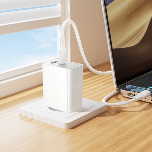 Мережевий зарядний пристрій BOROFONE BA108A Stellar PD30W+QC3.0 charger set (C to C) (EU) White