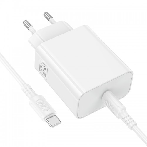 Мережевий зарядний пристрій BOROFONE BA109A Star single port PD40W charger set (C to C) (EU) White