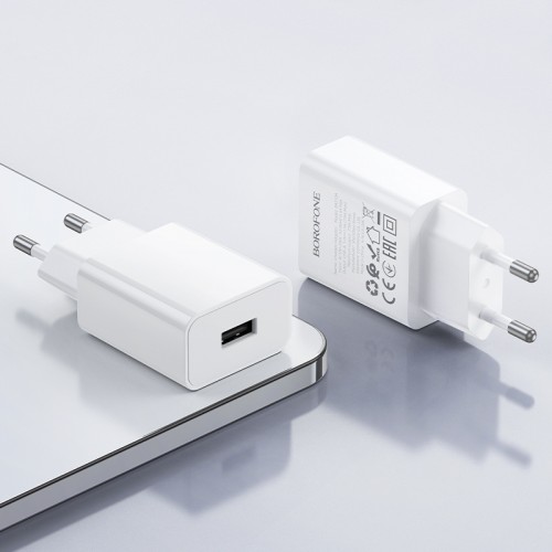 Мережевий зарядний пристрій BOROFONE BA110A Lemi single port charger (EU) White