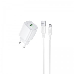 Мережевий зарядний пристрій BOROFONE BAS82A Star single port QC3.0 charger set (Micro) (EU) White