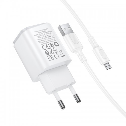 Мережевий зарядний пристрій BOROFONE BAS82A Star single port QC3.0 charger set (Micro) (EU) White