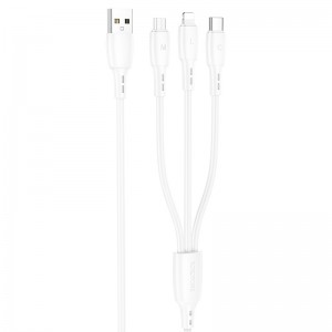 Кабель BOROFONE BX71 3-в-1 зарядный кабель (iP+Micro+Type-C) Белый